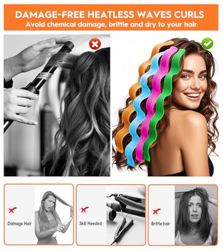 YEVYO 42 Pack Heatless Wave Curlers 17.7 Inch for Medium Long Hair - No Heat Styling