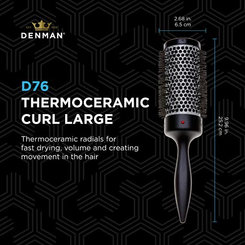 Denman Large Thermo Ceramic Hourglass Hot Curl Brush – Hair Styling Tool for Blow-Drying & Defined Curls