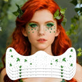 Ivy Leaf Freckles Face Tattoo - Green Glitter Face Gems & Vine Temporary Tattoos | Waterproof Halloween Makeup Kit for Halloween Ivy Costume, Festival Cosplay, Rave Party Favors (8 Sheets)