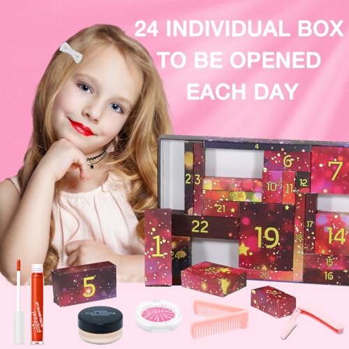 Hywestger Red Makeup Advent Calendar 2026 for Teens Girls Christmas Gift Set