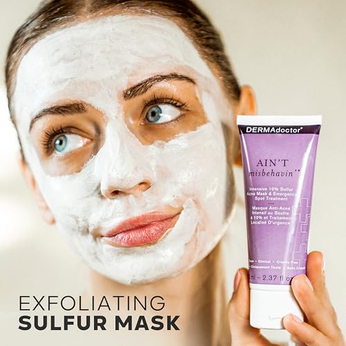 DERMAdoctor Ain¡¯t Misbehavin¡¯ 10% Sulfur Acne Mask, Oil-Absorbing Facial Treatment, 2.3 fl oz