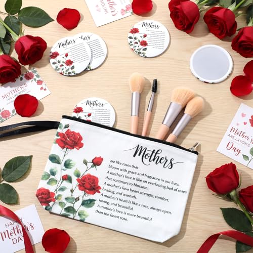 Kacctyen 10 Sets Mother's Day Makeup Bag & Compact Mirror Gift Set for Women & Mom
