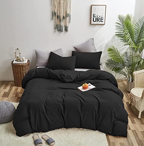 Black Queen Comforter Set - Fluffy Bedding 3 Pieces, Lightweight & Breathable