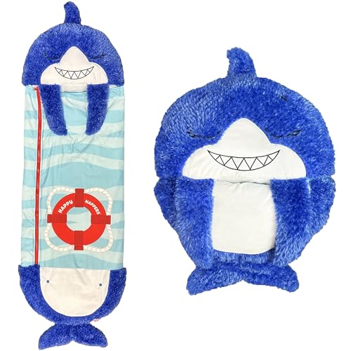 Happy Nappers Large 2-in-1 Pillow & Sleepy Sack Shark Play Pillow - Soft Cozy Plush