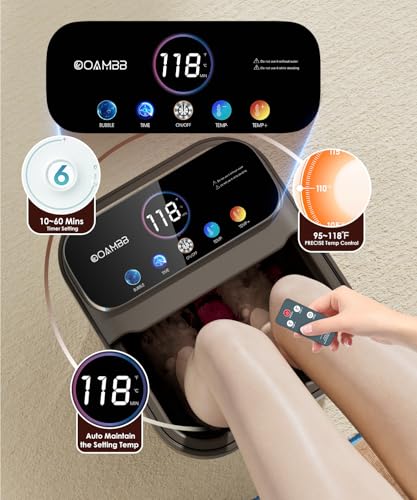 OOAMBB Collapsible Foot Spa Bath with Heat, Bubble & Timer – Remote