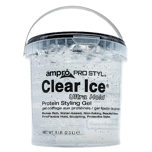 AmPro Pro Styl Clear Ice Styling Gel 5oz - Vegan, Non-Flaking, Alcohol-Free, Flexible Hold