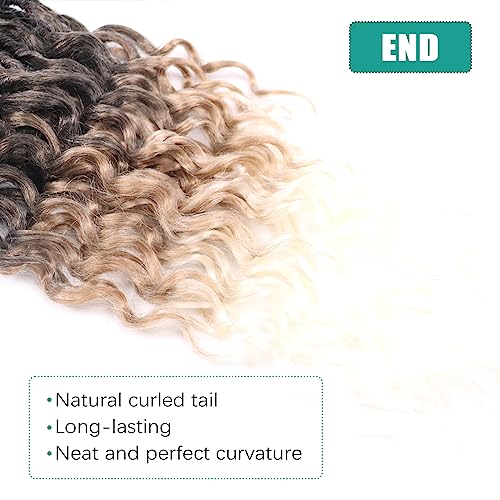 Deep Wave Faux Locs Crochet Hair 30 Inch Black to Beige - 8 Packs