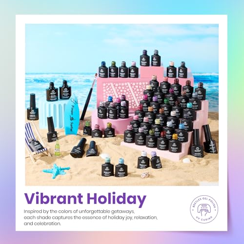 Vibrant Holiday Be Beetles Gel Nail Polish Set, 55 Colors, 63 Pcs with Base & Top Coats