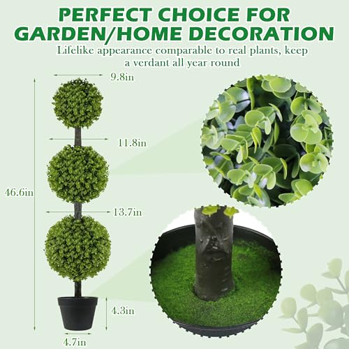 Artificial Topiary Balls Set of 2 Outdoor Garden Decorations - 46.6 Inches