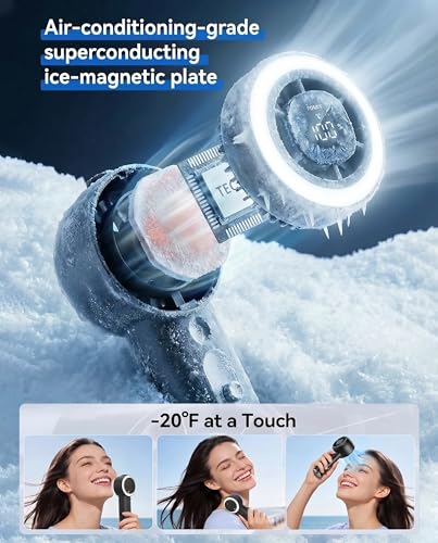 Portable Mist Fan with Ice Cooling & 26,000 RPM Turbo Airflow, 40ml Water Tank & 5000mAh Battery for Travel & Outdoors