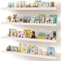 White Nursery Book Shelves 36 Inches - Set of 4 Floating Wall Shelves for Kids Room