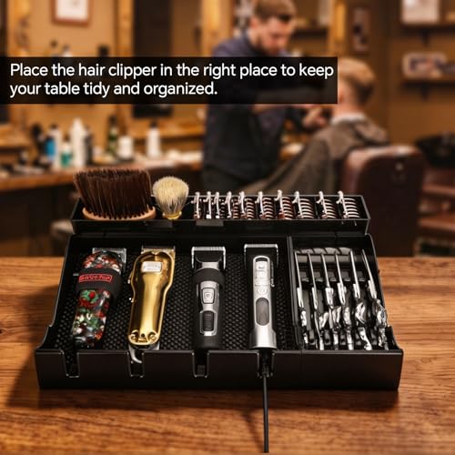 BARBERTOP 16x13x2.3 Inch Multi-Functional Barber Station Organizer with Clipper & Guard Storage