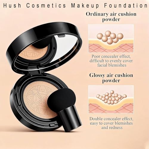 Makeup Foundation for Older Women, Moisturizing Concealer Long-Lasting Full Coverage, Mushroom Head Air Cushion CC Cream(Natural) (1 pcs)