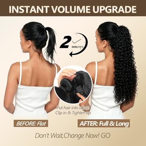 Water Wave Drawstring Ponytail Extension - Auburn Ginger, 28 Inch, Curly Hair
