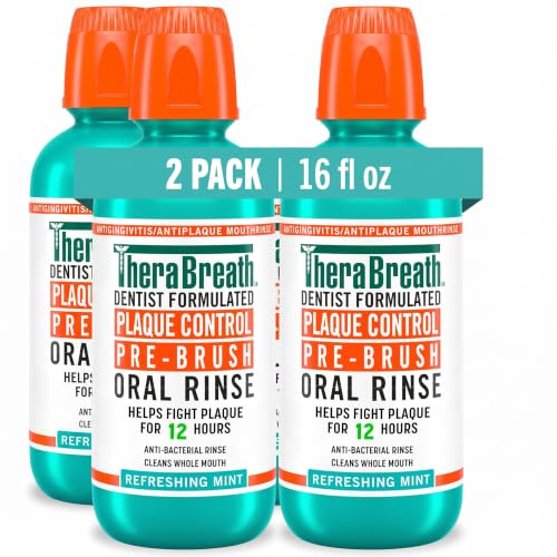 TheraBreath Plaque Control Oral Rinse - Mint Flavor - 16 Fl Oz Pack of 4