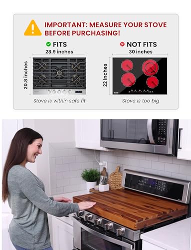Tidita Acacia Wood Stove Top Cover 30x22 Inches for Electric & Gas Stoves