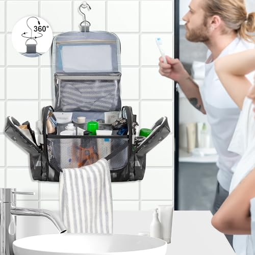 Prokva Hanging Toiletry Bag for Men - Black Digital Travel Organizer