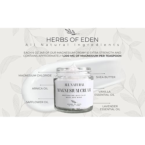 Organic Magnesium Cream ? Extra Strength Nighttime Moisturizer | Made in USA, Family-Owned, Glass Jar, Gentle For All Ages