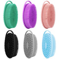 6-Pack Silicone Body Scrubber Loofah Set for Sensitive Skin - Black Pink Blue Green Purple Grey