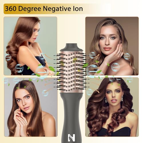 Nicebay Hair Dryer Brush with Display Screen - Black & Rose Gold, Anti-Frizz Styler and Volumizer