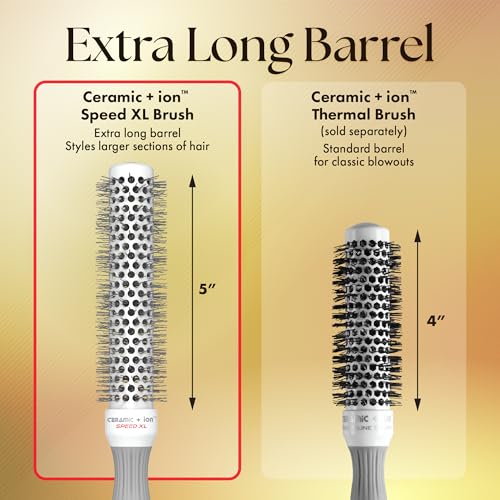 Olivia Garden Ceramic + Ion Speed XL - Extra-Long Round Thermal Hair Brush - Not Electrical - Professional Blowout Brush for Normal to Thick Hair