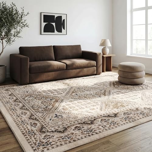 nuLOOM Becca Beige Medallion Power Loomed Area Rug 6'7" x 9' (7x9) Rectangular