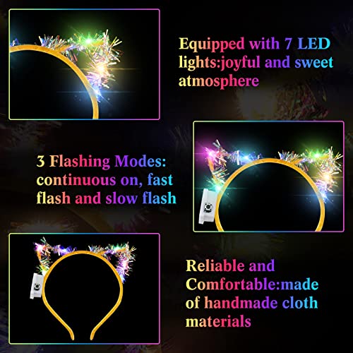 LED Cat Ears Headband Bulk Pack - Gold Silk Party Costume Accessories