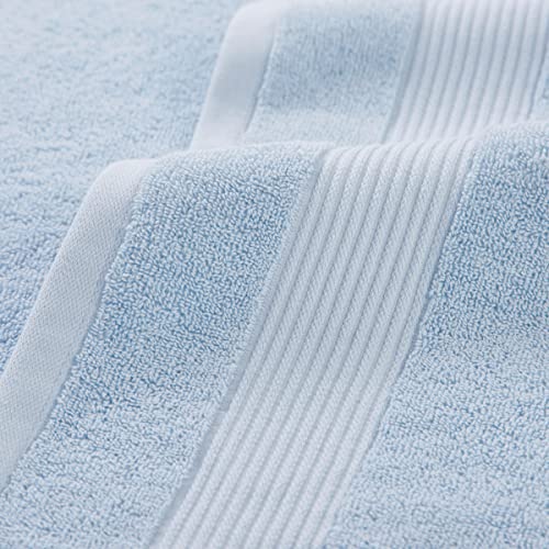 Misty Blue Bath Washcloths 12 Pack - Super Soft 100% Cotton, Quick Dry & Absorbent