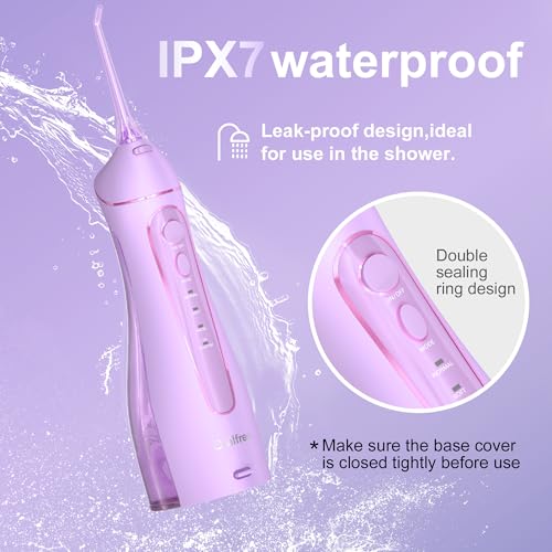 Oralfree Purple Water Dental Flosser - Cordless Rechargeable Oral Irrigator for Teeth Cleaning