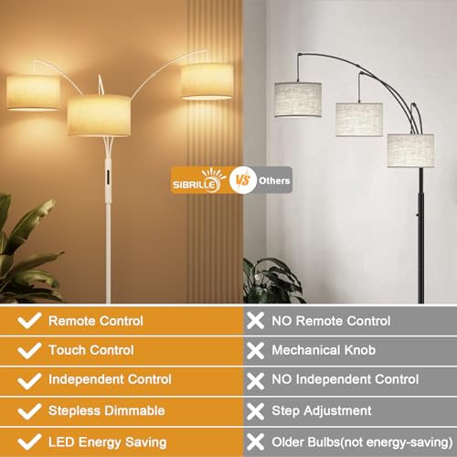 White-Beige Dimmable Tree Floor Lamp - 36W Super Bright LED with Remote & Touch Control for Living Room & Bedroom