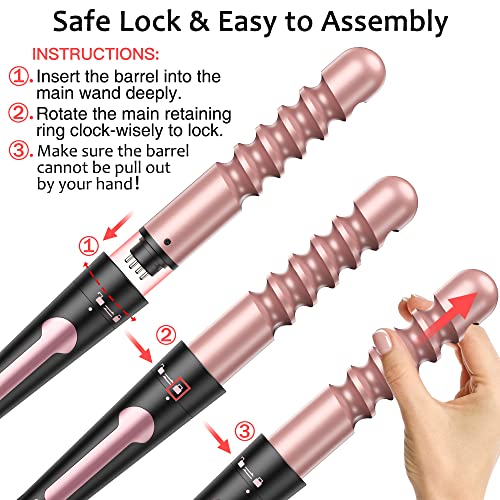 Professional 5-Piece Curling Iron Wand Set with LCD Display and Tourmaline Ceramic Coating