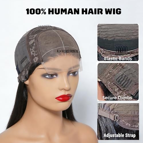 10 Inch Burgundy Human Hair Bob Wig - Natural Look & Pre-Plucked Hairline