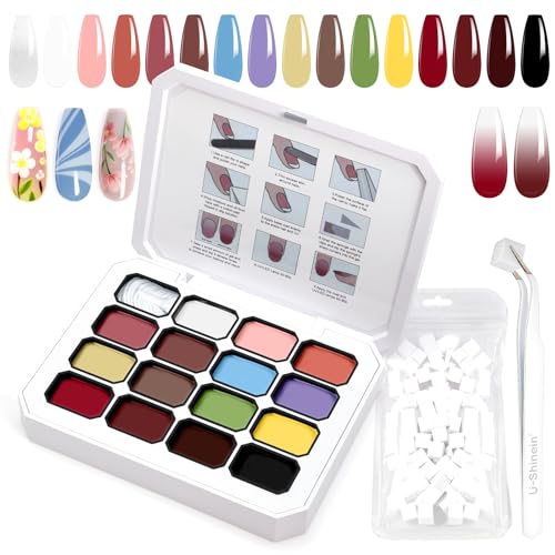 VelvetSpectrum Studio Gradient Gel Nail Polish Set - 16 Ombre Colors & Nail Art Tools