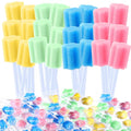 TrelaCo 500 Pcs Toothettes Oral Swabs Bulk Disposable Mouth Cotton Swabs Multicolor Sponge Individually Wrapped for Elderly Adults Oral Cavity Mouth Cleaning(Plum Blossom)