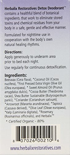 Herbalix Restoratives Nighttime Detox Deodorant – Aluminum & Impurity Purge, 2.5oz