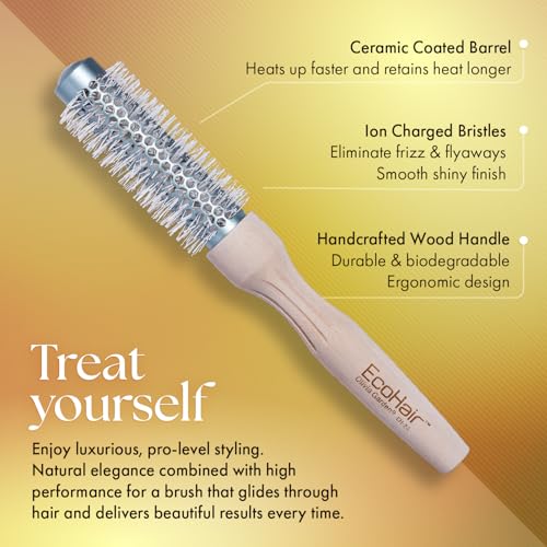 Olivia Garden EcoHair 1-Inch Bamboo Ceramic Blowout Hair Brush - Not Electrical, for Normal to Thick Hair
