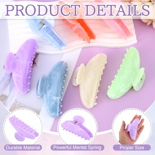 Large Non-Slip Acrylic Hair Claw Clips Set - Bulk 14 Pack for Women & Girls