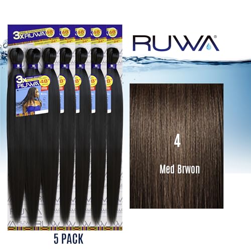 Sensationnel Ruwa Pre-Stretched Braiding Hair 48 Inch - 5 Pack, Medium Brown