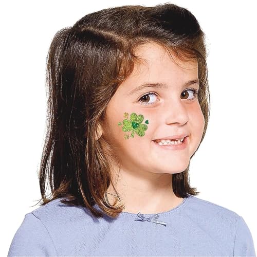 Shamrock Glitter Body Jewelry - 7.75" x 6" (Pack of 1) - St. Patrick's Day Celebration with Assorted Non-Toxic Designs - Sparkle in Parades, Parties & More
