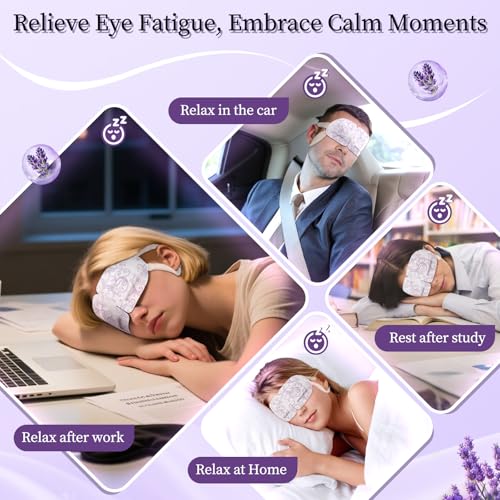110¢µ Constent Cornea Care Rest Self Heating Eye Mask 60Mins, Disposable Lavender Steam Eye Mask for Travel Sleep, Compresses for Dry Eyes, Relaxing Gifts 24 Packs