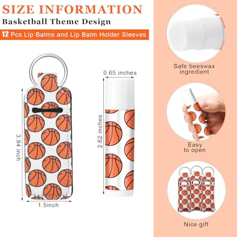 48 Pcs Basketball Team Gifts Include 12 Makeup Bags, 12 Hair Scrunchies, 12 Lip Balms with Holders for Basketball Players Party Favors Inspirational Team Gift