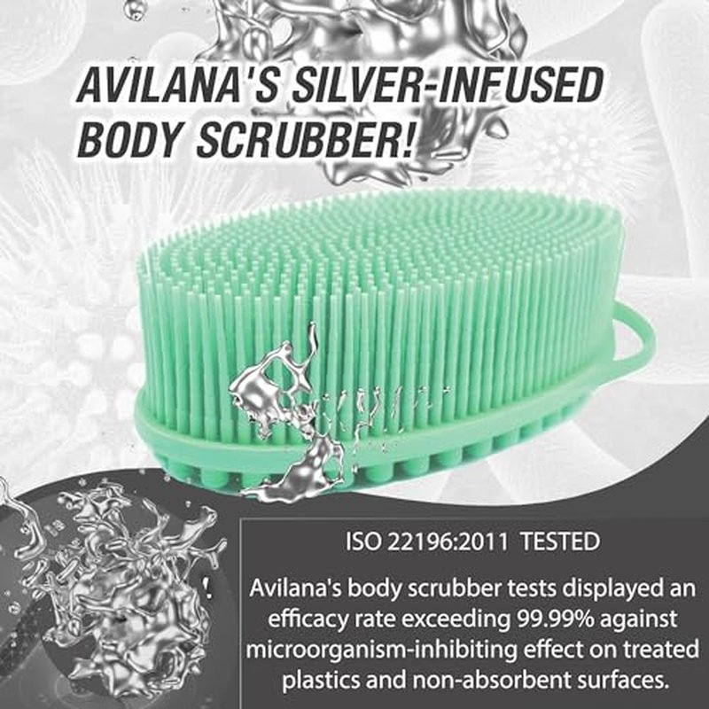 Avilana Silver-Infused Pink and Lavender Silicone Body Scrubber Bundle - Delightful and Serene Dual-Tone Set