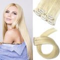 Light Platinum Blonde Clip-In Hair Extensions 18 Inch 5PCS Remy Human Hair - Variation 60A