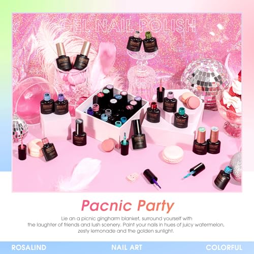 ROSALIND 100PCS Gel Nail Polish Set with 92 Colors & 8 Top Coat Variations