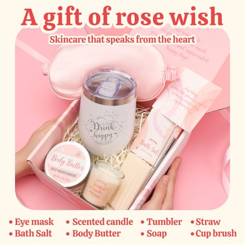 Rose Water Spa Gift Set for Women - 6pc Self Care Gifts, Birthday & Holiday Present