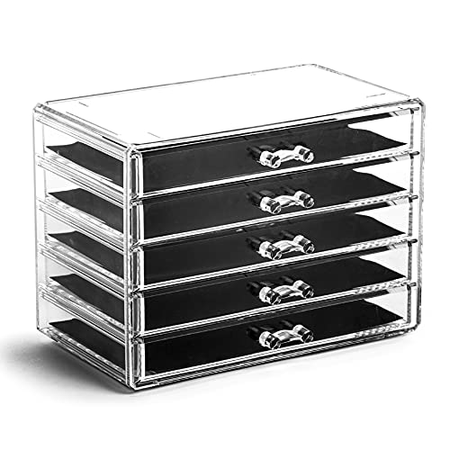 BINO Manhattan Series 5-Drawer Acrylic Makeup Drawer Organizer - Clear Beauty Storage