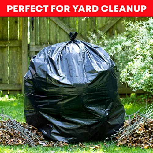 Heavy Duty 55-60 Gallon Trash Bags - 150 Pack Large Black Garbage Bags for Yard & Outdoor Waste - Tasker