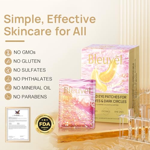 Under Eye Patches - 24K Gold Eye Mask for Puffy Eyes and Dark Circles, Wrinkles, Fine Lines, Collagen Skin Care Products, Gel Eye Patches for Dark Circles, Puffy Eyes, Undereye Bags