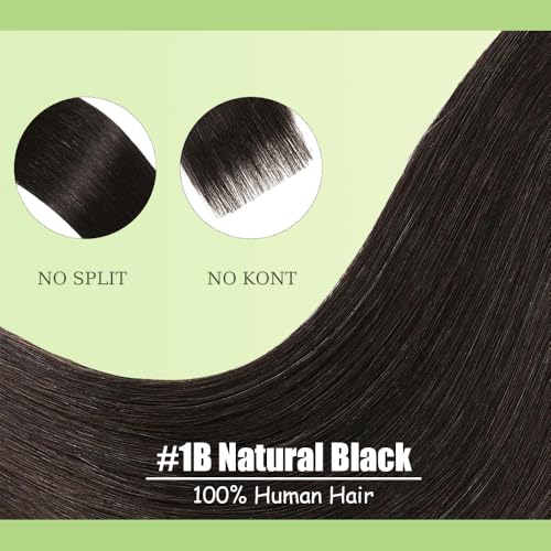 Clip-In Hair Extensions 12 Inch Natural Black Brazilian Human Hair Seamless Wefts