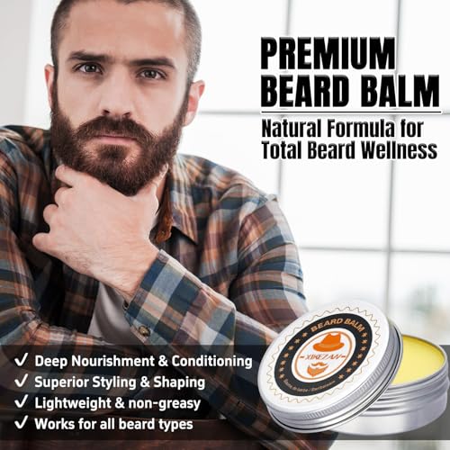 XIKEZAN Beard Kit for Men Grooming & Care w/Beard Conditioner, Wash, Oil, Balm, Brush, Comb,Birthday Fathers Valentines Gifts for Men Him Dad Husband Boyfriend Christmas Gifts Mens Stocking Stuffers